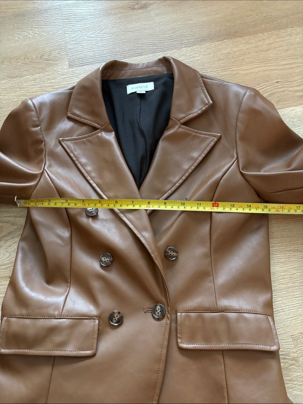 Evereve Tan faux leather Double-Breasted Blazer - Picture 3 of 3